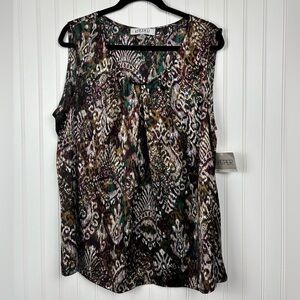 NWT Kasper Evergreen Multi Sleeveless Tank Top Women’s Size 2X